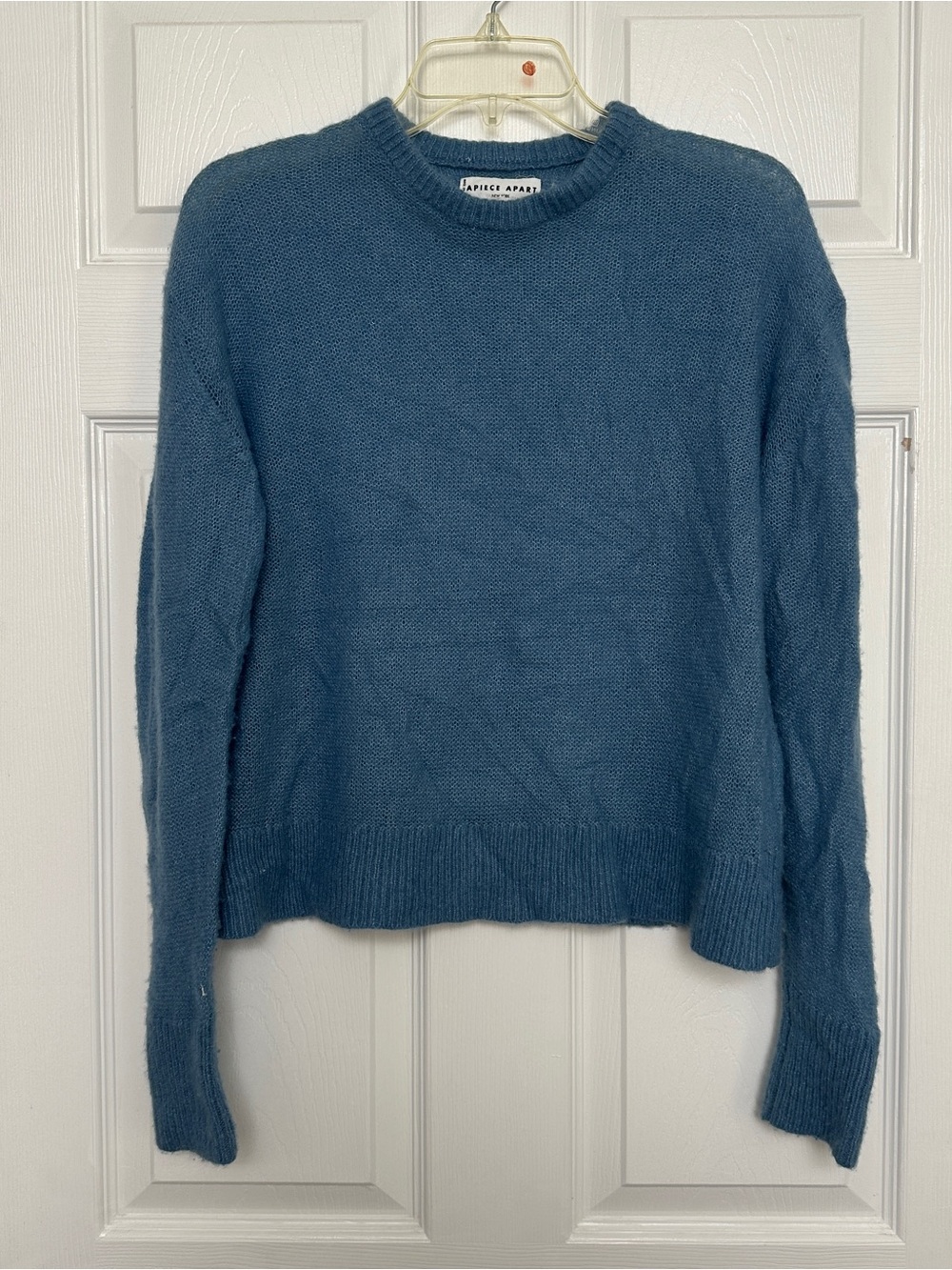 Apiece Apart Silk & Cashmere Lightweight Crewneck Sweater in Dusty Blue